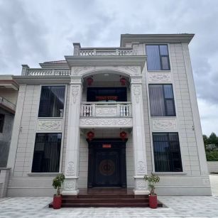 达州 芝麻白石材别墅干挂案例展示