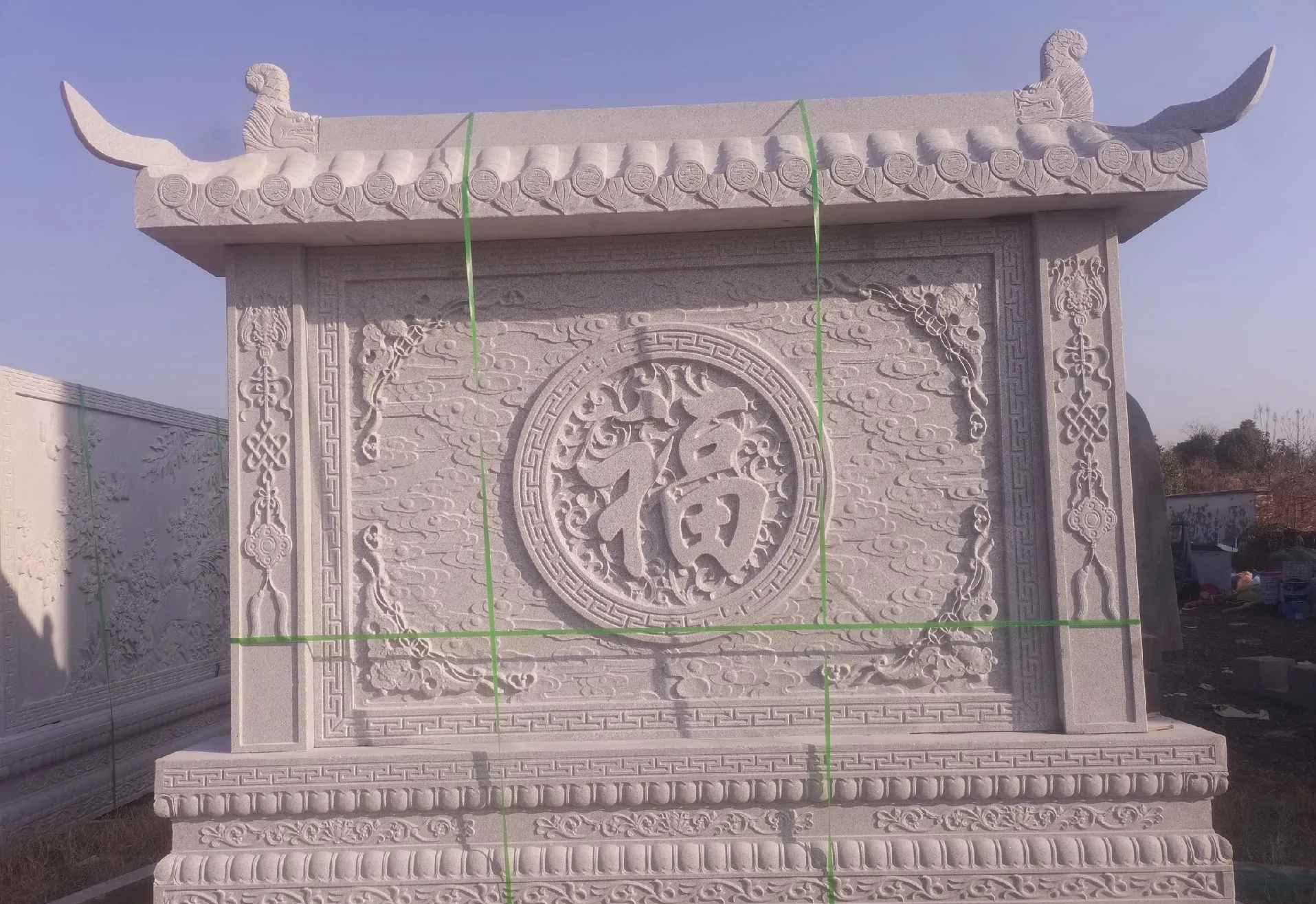 达州 芝麻白花岗岩屏风，照壁，影壁